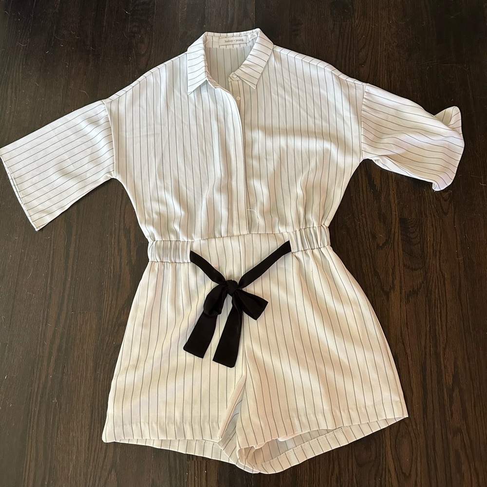 Bishop + young striped bow romper